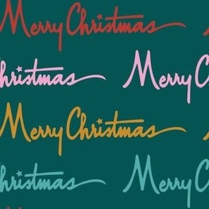 Retro Merry Christmas Typography in Green
