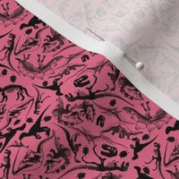 Ditsy Dinosaurs (925) Black on Pink