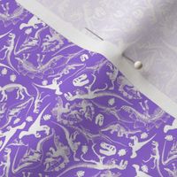 Ditsy Dinosaurs (925) White on Lavender Purple