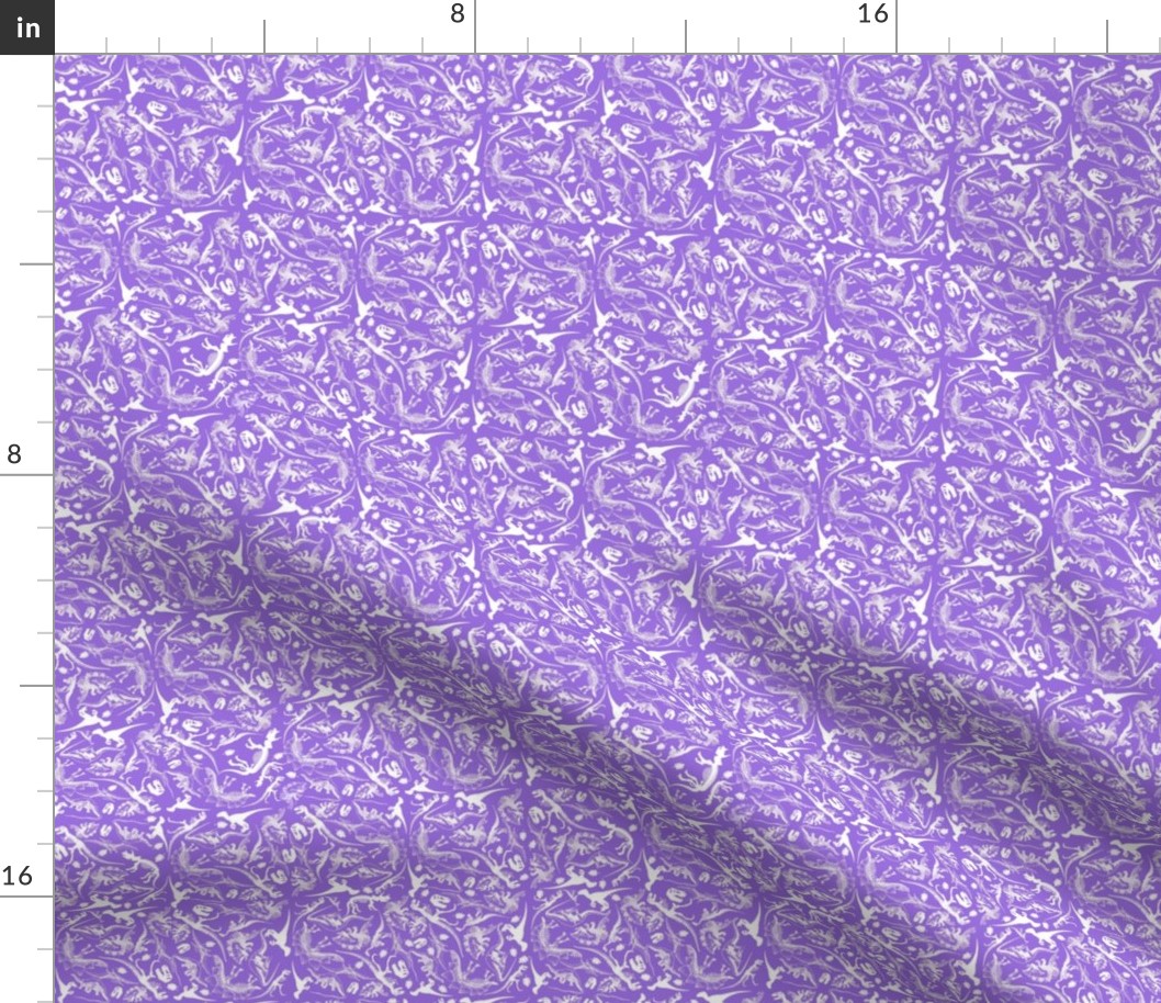Ditsy Dinosaurs (925) White on Lavender Purple