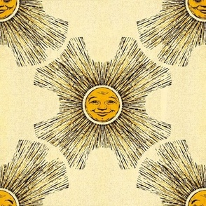 Crisscross Celestial Suns on Warm White Background