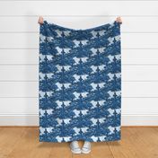 Home Decor Blue Monochrome Sky Blue Design Stag | Indigo Blue Toile De Jouy Royal Blue Landscape Blue Deer | Blue Palette Navy Blue Woodland Light Linen Texture