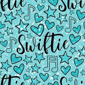 Medium Scale Swiftie Hearts Stars and Music Notes in Aqua and Turquoise Blue Taylor Swift