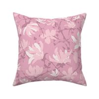 Magnolia Blossoms | Pink White Mauve on Pink | Large scale