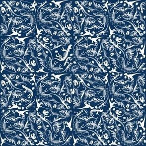 Ditsy Dinosaurs (925) White on Navy Blue