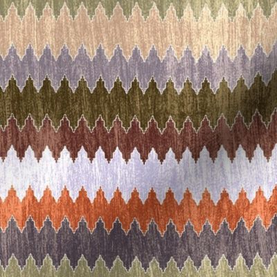 Ikat Moroccan Autumn Scarf Zig Zag  Textured Stripes