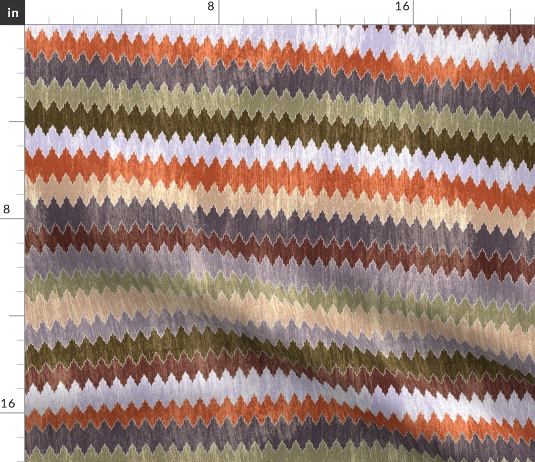 Ikat Moroccan Autumn Scarf Zig Zag  Textured Stripes