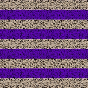 Ditsy Dinosaurs (925) Black on Purple and Cream Stripes