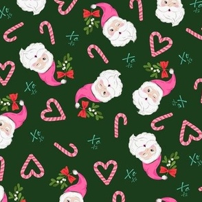 Winking Christmas Santa mistletoe_ Green and Pink