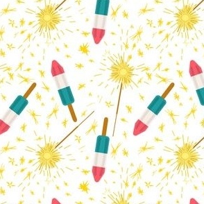 Summer popsicles and sparklers - pink, white, aqua and gold