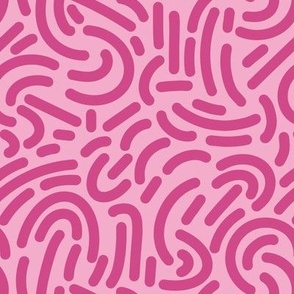Abstract noodle line art - magenta on bright pink
