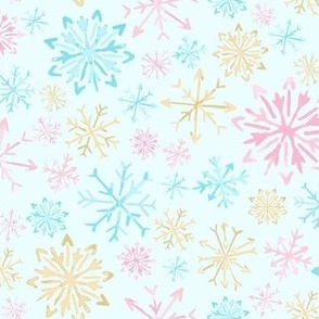Merry Christmas Watercolor Snow Flakes