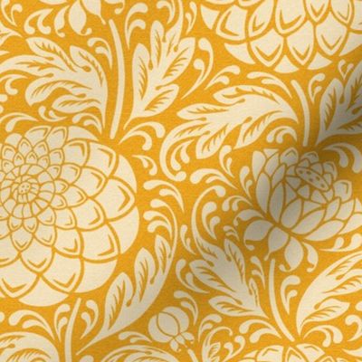 dahlia garden-arts and craft-old gold yellow- medium scale