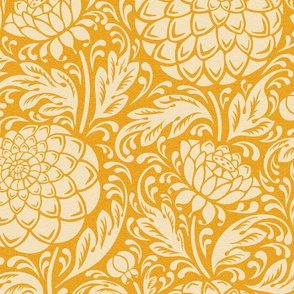 dahlia garden-arts and craft-old gold yellow-large scale