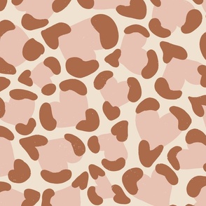 Leopard Hearts - Blush Pink and Orange - Large