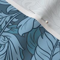 Modern Vintage Giant Feather Leaves blue