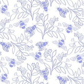 Spring Time Flowers and Bees in periwinkle purple