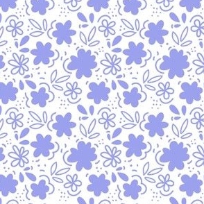 Ditsy Scattered Daisie Florals Periwinkle