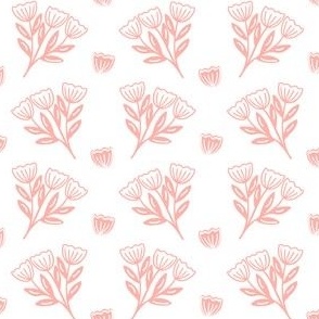 Flower bouquet basic repeat in peach coral