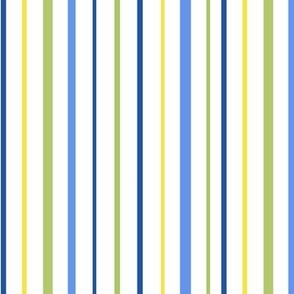 Med. Blue & Green Candy Stripes on a White Background 