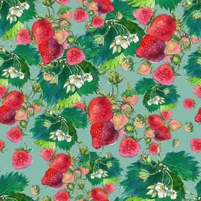 Berry Breeze, Red Strawberries Pattern