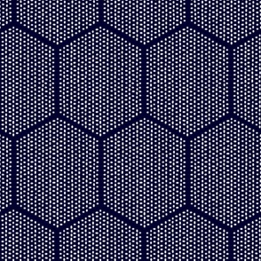 indigo hexagon tile - blue and white geometric