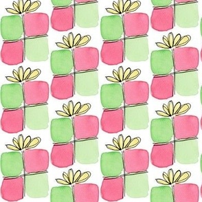 Simple Watercolor Holiday Gift Pattern in Red and Green