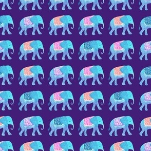 Elephants in a row-purple