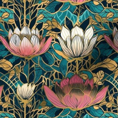 Deco lotus with gold