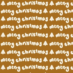 Merry Christmas Bubble Letters Handwriting  Mustard Yellow  (Large)
