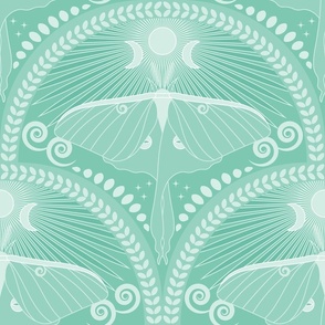 Healing Luna Moth / Art Deco / Retro Turquoise / Large