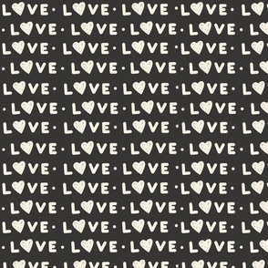 Love Valentines  Day Handwritten  (Cream on Black)