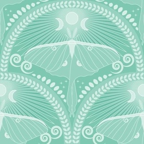 Healing Luna Moth / Art Deco / Mystical Magical / Retro Turquoise / Medium