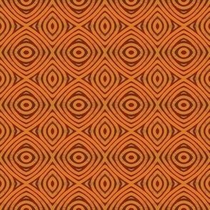 426 - Small mini scale distressed symmetry diamond pattern in bold vibrant burnt sienna/pumpkin spice orange retro colours, for textured grungy wallpaper, table runners, napkins, cushions, sheet sets and masculine/teen apparel.