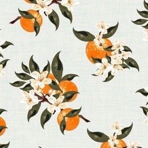 Orange Blossom Summer Country Kitchen Pantry Pattern, Off White Orange Green Tropical Oranges Citrus Fruit, Table Linen, Kitchen Curtains, Kitchen Apron Citrus Tree Floral Cottage Garden Botanical