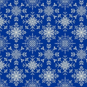 Snowflakes - Apricity / Cobalt Blue background - Medium