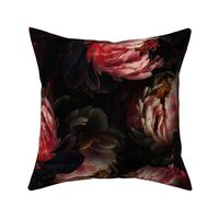 21" Dark Antique Moody Florals - Gothic Real Burgundy Wintry And Autumnal Peonies