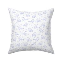 Rustic Victorian style Robin design on a frosty morning, in white and lilac “Festive Robins”