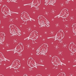 Jolly robin red breast cabincore Christmas in Red and white “Festive Robins”