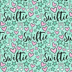 Small Scale Swiftie Hearts Stars and Music Notes in Mint Green and Pink Taylor Swift
