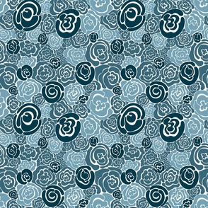 Abstract Floral (Dark and Light Denim)