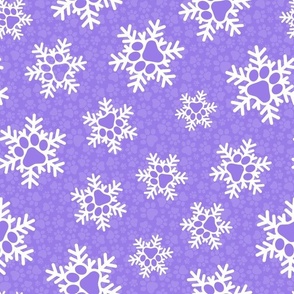 Large Scale Paw Print Snowstorm in Lavender Purple