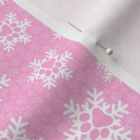 Medium Scale Paw Print Snowstorm in Pink