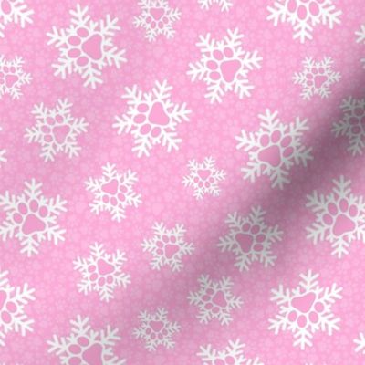 Medium Scale Paw Print Snowstorm in Pink