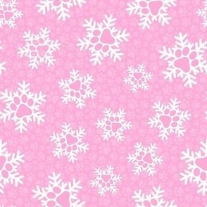 Medium Scale Paw Print Snowstorm in Pink