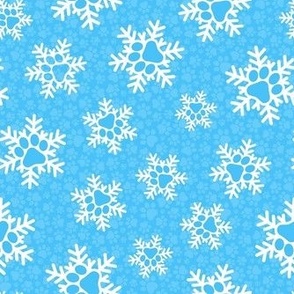 Medium Scale Paw Print Snowstorm in Blue