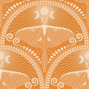 Creative Luna Moth / Art Deco / Mystical Magical / Halloween / Retro Orange / Large