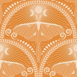 Creative Luna Moth / Art Deco / Mystical Magical / Retro Orange / Medium