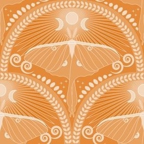 Creative Luna Moth / Art Deco / Mystical Magical / Retro Orange / Small

