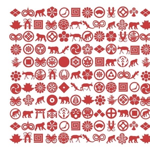 japanese_animals in red over white